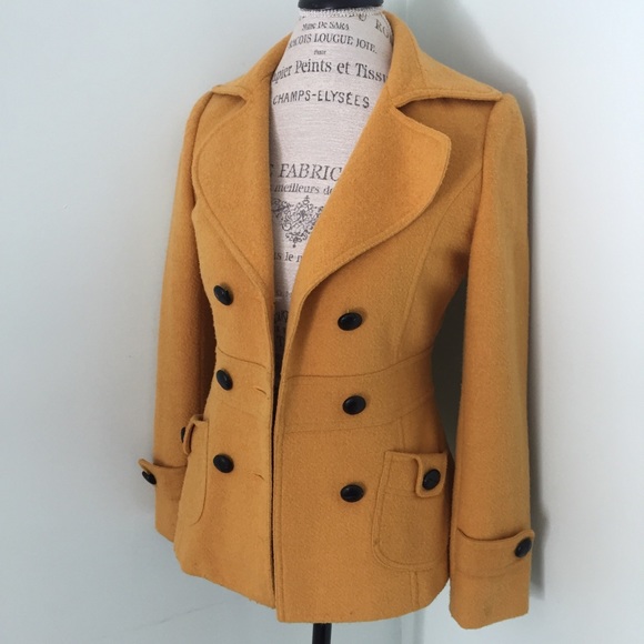 Jackets & Blazers - Mustard yellow pea coat